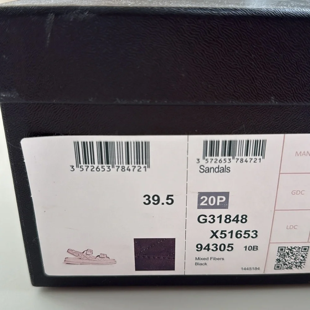 Chanel Quilted Dad Sandals, Black, Size 39.5